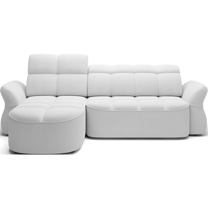 Canapé d’angle gauche convertible BENETHO 301 cm blanc alpin avec coffre 
