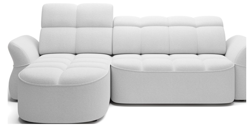 Canapé d’angle gauche convertible BENETHO 301 cm blanc alpin avec coffre 