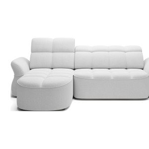 Canapé d’angle gauche convertible BENETHO 301 cm blanc alpin avec coffre 