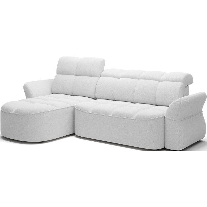 Canapé d’angle gauche convertible BENETHO 301 cm blanc alpin avec coffre 