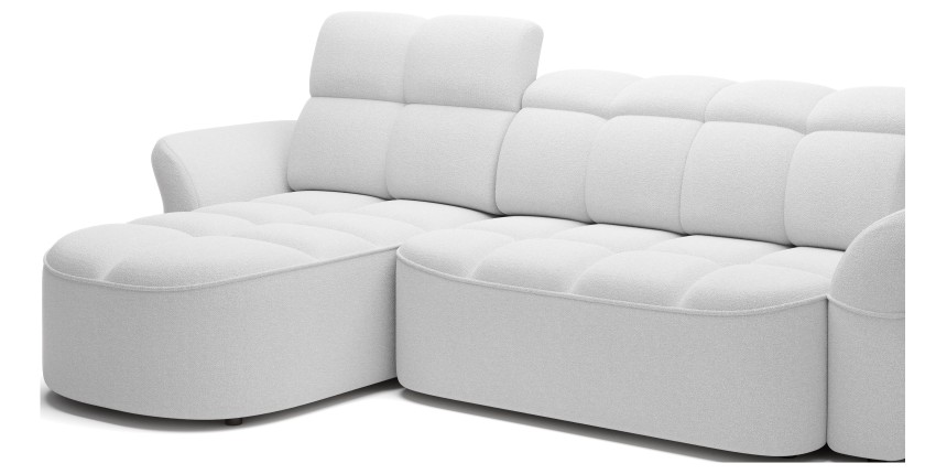 Canapé d’angle gauche convertible BENETHO 301 cm blanc alpin avec coffre 