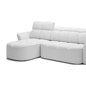 Canapé d’angle gauche convertible BENETHO 301 cm blanc alpin avec coffre 