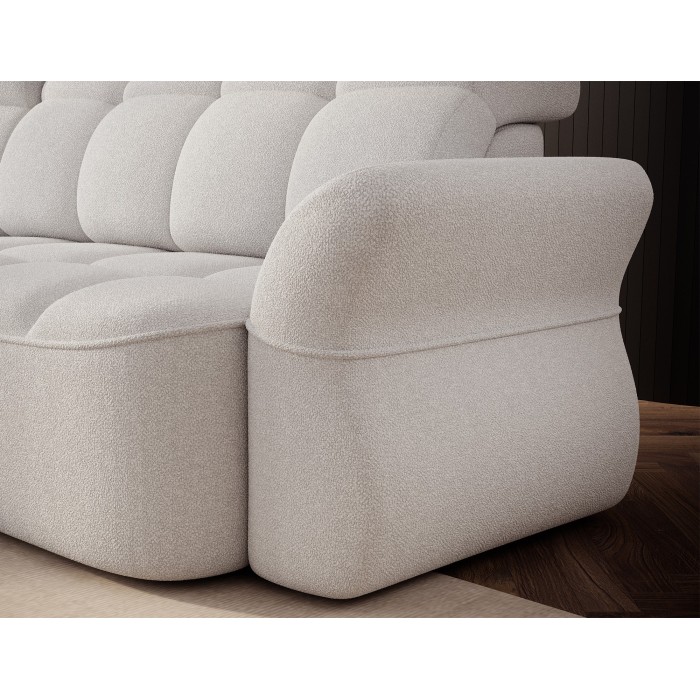 Canapé d’angle gauche convertible BENETHO 301 cm blanc alpin avec coffre 