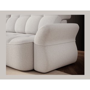 Canapé d’angle gauche convertible BENETHO 301 cm blanc alpin avec coffre 