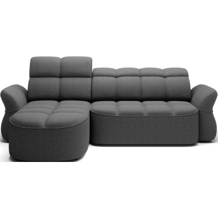 Canapé d’angle gauche convertible BENETHO 301 cm gris chiné avec coffre 