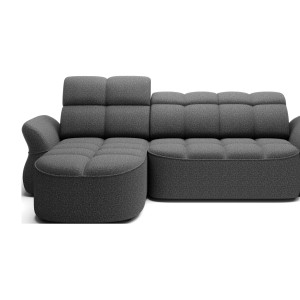 Canapé d’angle gauche convertible BENETHO 301 cm gris chiné avec coffre 