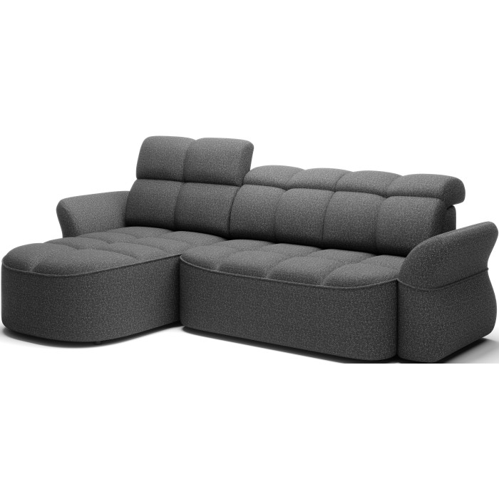 Canapé d’angle gauche convertible BENETHO 301 cm gris chiné avec coffre 
