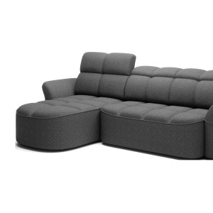 Canapé d’angle gauche convertible BENETHO 301 cm gris chiné avec coffre 