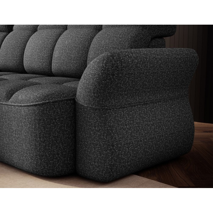 Canapé d’angle gauche convertible BENETHO 301 cm gris chiné avec coffre 