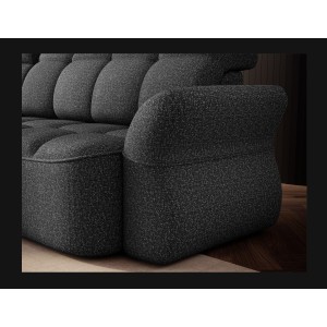 Canapé d’angle gauche convertible BENETHO 301 cm gris chiné avec coffre 
