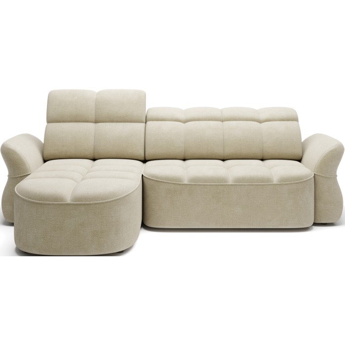 Canapé d’angle gauche convertible BENETHO 301 cm beige avec coffre 