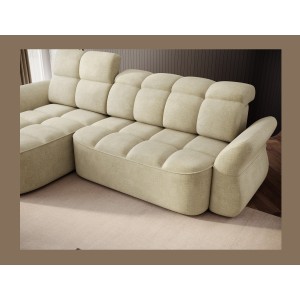 Canapé d’angle gauche convertible BENETHO 301 cm beige avec coffre 