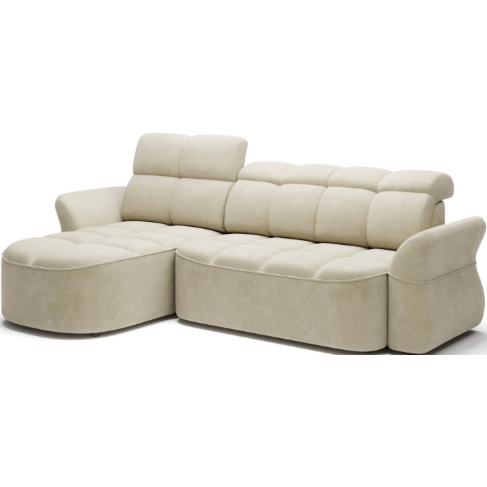 Canapé d’angle gauche convertible BENETHO 301 cm beige avec coffre 