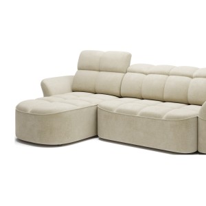 Canapé d’angle gauche convertible BENETHO 301 cm beige avec coffre 