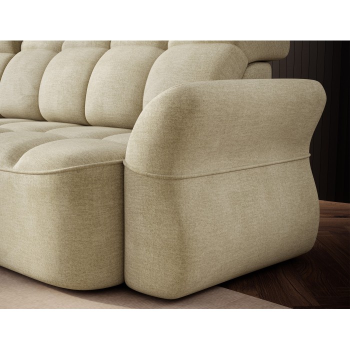 Canapé d’angle gauche convertible BENETHO 301 cm beige avec coffre 