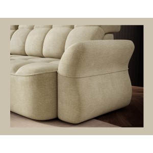 Canapé d’angle gauche convertible BENETHO 301 cm beige avec coffre 