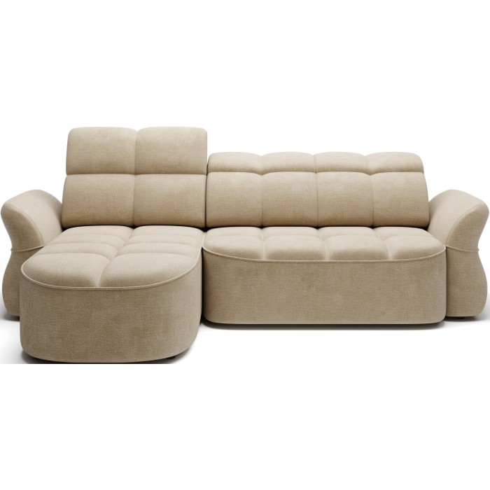 Canapé d’angle gauche convertible BENETHO 301 cm beige foncé avec coffre 