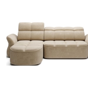 Canapé d’angle gauche convertible BENETHO 301 cm beige foncé avec coffre 