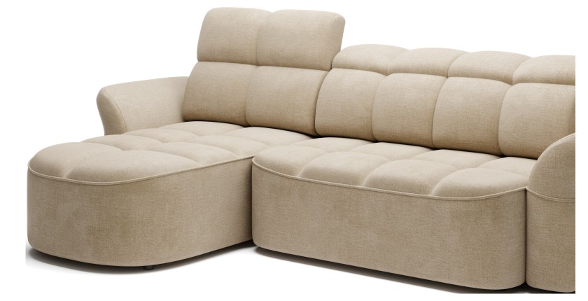 Canapé d’angle gauche convertible BENETHO 301 cm beige foncé avec coffre 