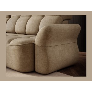 Canapé d’angle gauche convertible BENETHO 301 cm beige foncé avec coffre 