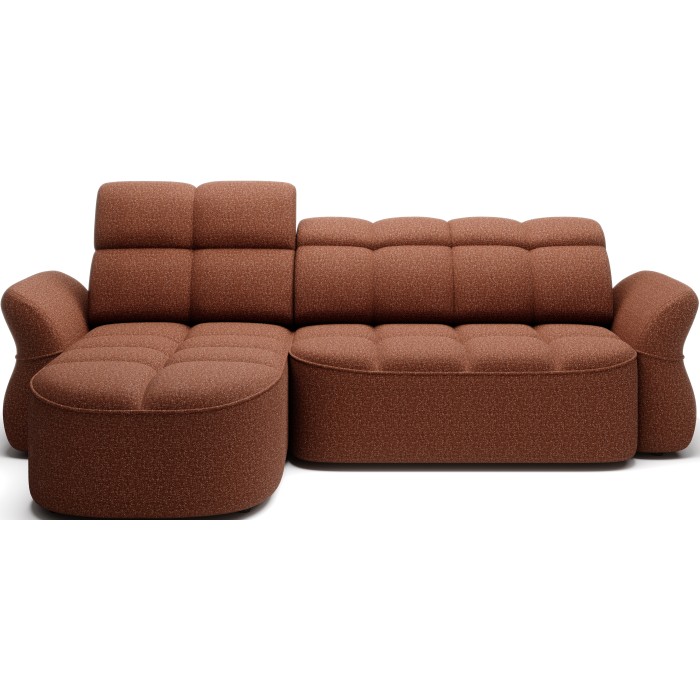 Canapé d’angle gauche convertible BENETHO 301 cm terracotta avec coffre 