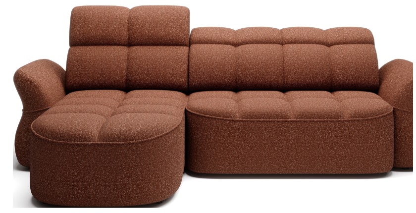 Canapé d’angle gauche convertible BENETHO 301 cm terracotta avec coffre 