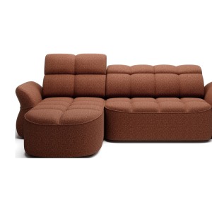 Canapé d’angle gauche convertible BENETHO 301 cm terracotta avec coffre 