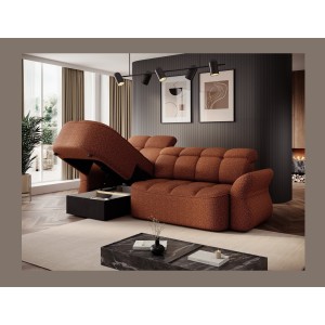 Canapé d’angle gauche convertible BENETHO 301 cm terracotta avec coffre 