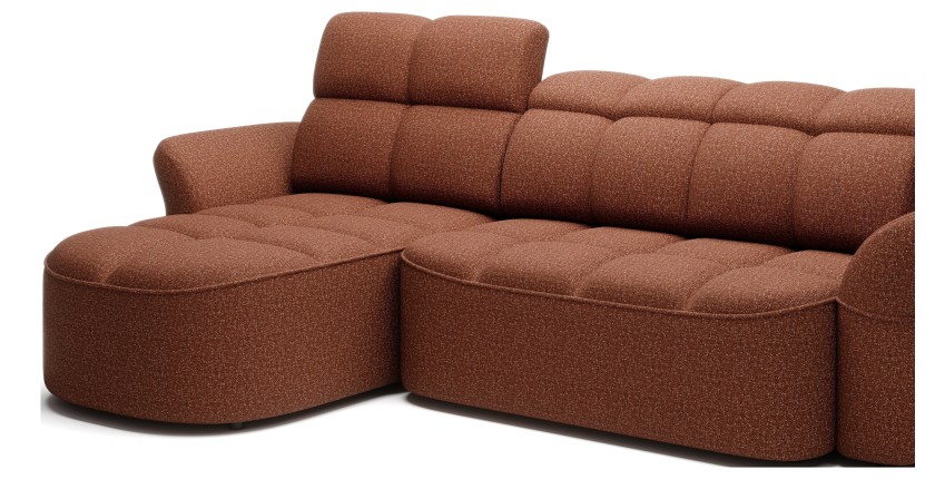 Canapé d’angle gauche convertible BENETHO 301 cm terracotta avec coffre 