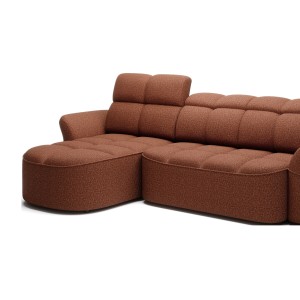 Canapé d’angle gauche convertible BENETHO 301 cm terracotta avec coffre 
