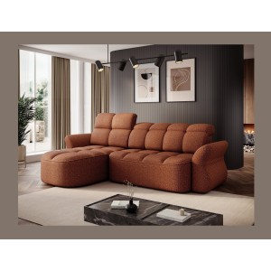Canapé d’angle gauche convertible BENETHO 301 cm terracotta avec coffre 