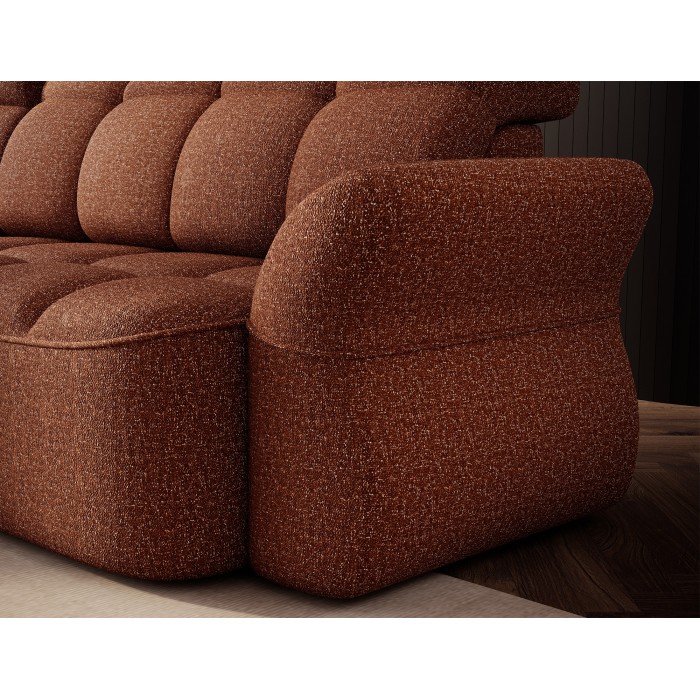 Canapé d’angle gauche convertible BENETHO 301 cm terracotta avec coffre 