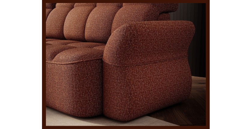 Canapé d’angle gauche convertible BENETHO 301 cm terracotta avec coffre 