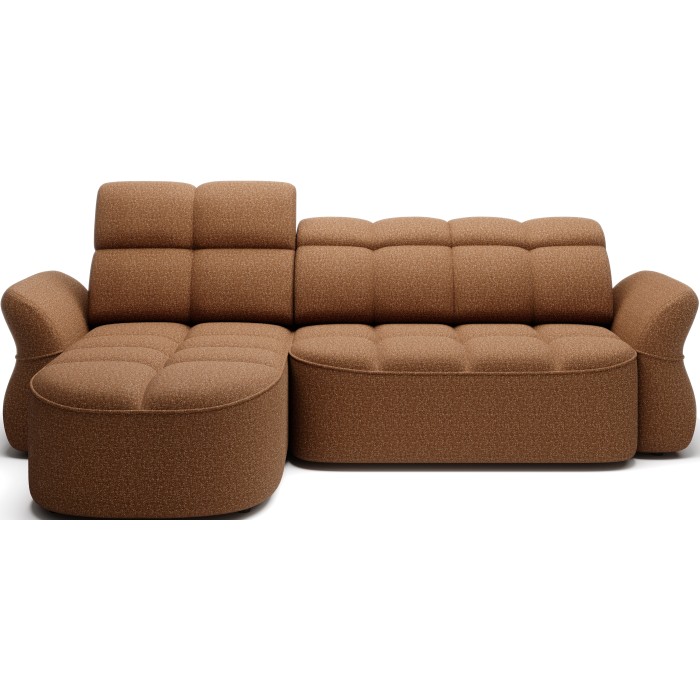 Canapé d’angle gauche convertible BENETHO 301 cm jaune orangé avec coffre 