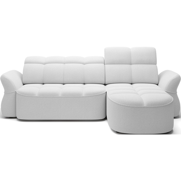 Canapé d’angle droit convertible BENETHO 301 cm blanc alpin avec coffre 