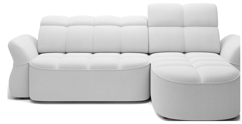 Canapé d’angle droit convertible BENETHO 301 cm blanc alpin avec coffre 
