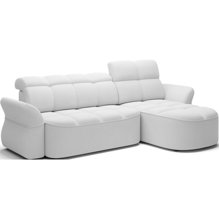 Canapé d’angle droit convertible BENETHO 301 cm blanc alpin avec coffre 