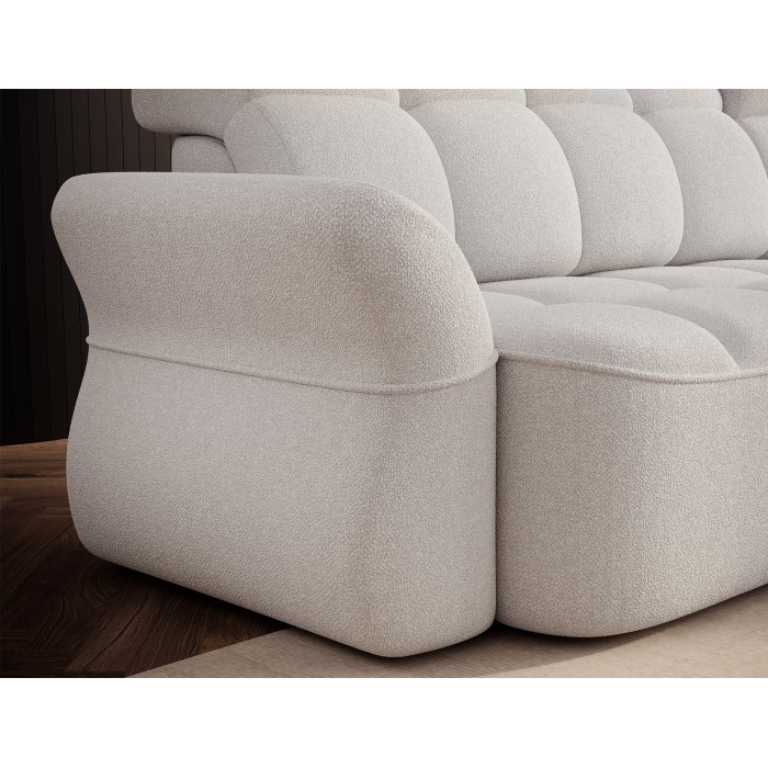 Canapé d’angle droit convertible BENETHO 301 cm blanc alpin avec coffre 