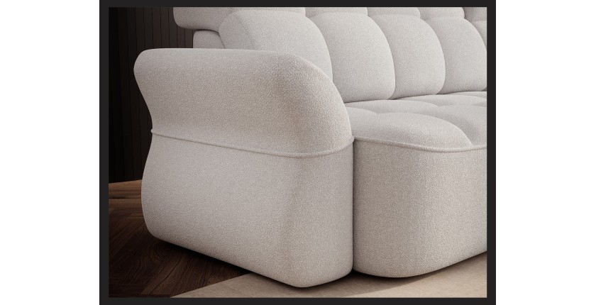 Canapé d’angle droit convertible BENETHO 301 cm blanc alpin avec coffre 