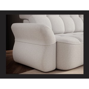 Canapé d’angle droit convertible BENETHO 301 cm blanc alpin avec coffre 