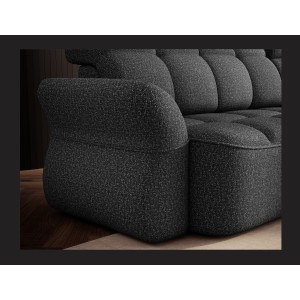 Canapé d’angle droit convertible BENETHO 301 cm gris chiné avec coffre et assise extensible 
