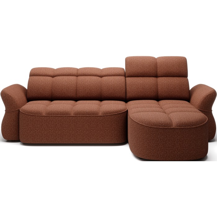 Canapé d’angle droit convertible BENETHO 301 cm terracotta avec coffre et assise extensible 