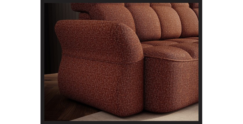 Canapé d’angle droit convertible BENETHO 301 cm terracotta avec coffre et assise extensible 