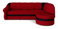 Canapé d’angle droit convertible BENANA 250 cm rouge et noir avec coffre de rangement 