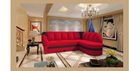 Canapé d’angle droit convertible BENANA 250 cm rouge et noir avec coffre de rangement 