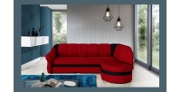 Canapé d’angle droit convertible BENANA 250 cm rouge et noir avec coffre de rangement 