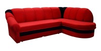Canapé d’angle droit convertible BENANA 250 cm rouge et noir avec coffre de rangement 