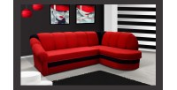 Canapé d’angle droit convertible BENANA 250 cm rouge et noir avec coffre de rangement 
