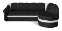 Canapé d’angle droit convertible BENANA 250 cm noir et blanc avec coffre de rangement 