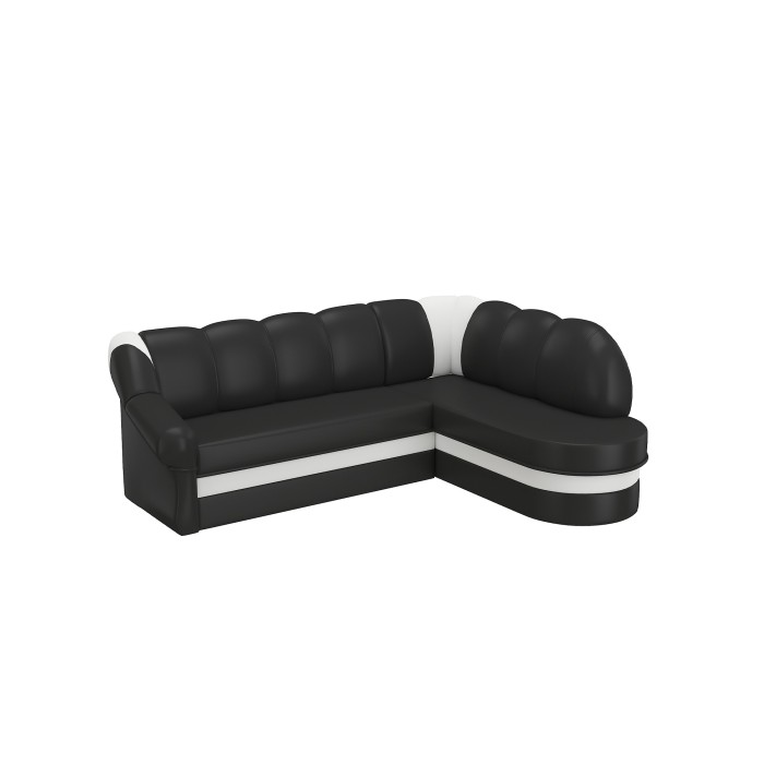 Canapé d’angle droit convertible BENANA 250 cm noir et blanc avec coffre de rangement 